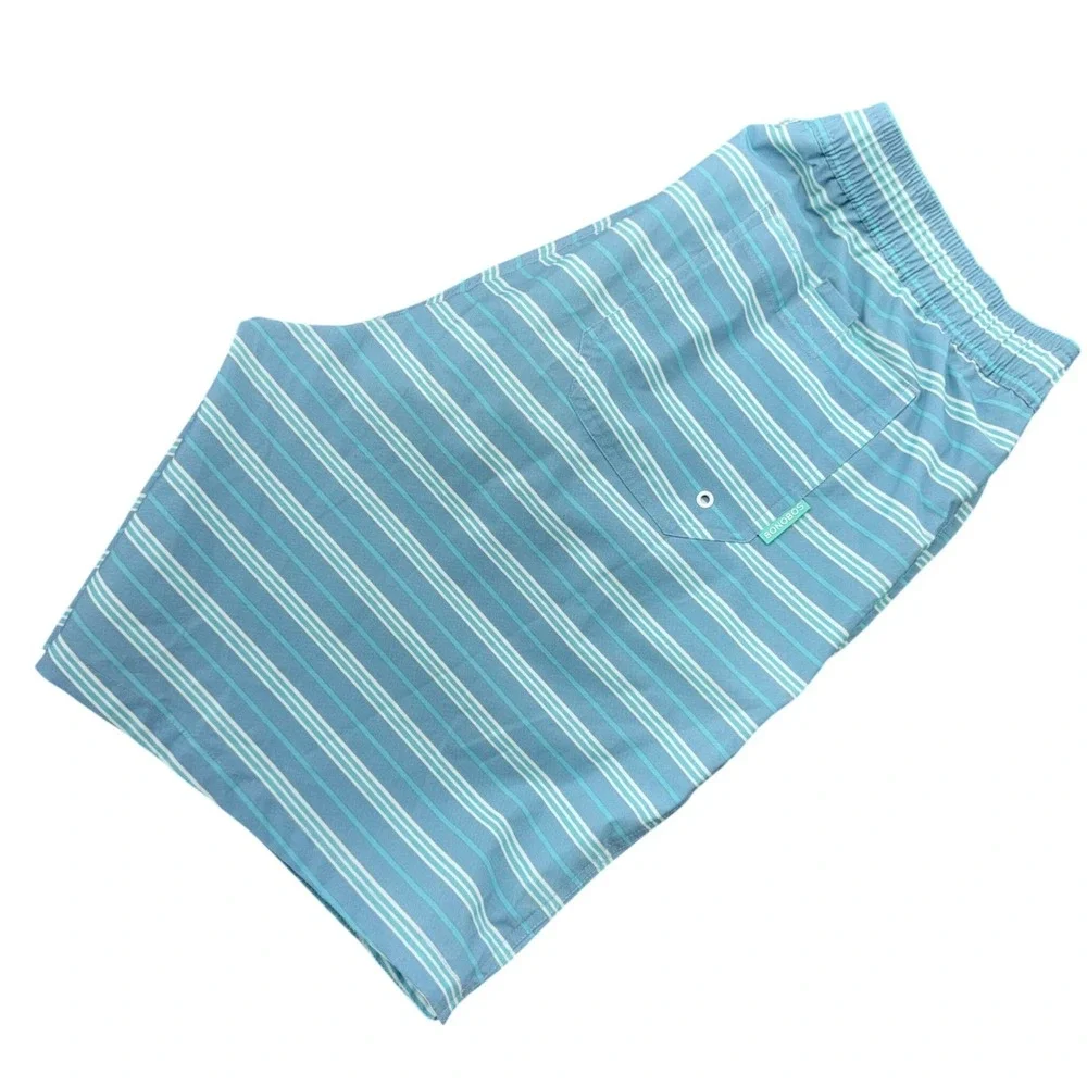 Bonobos Mens XL Light Blue Striped Swim Trunks 9 Inch Inseam Casual Shorts